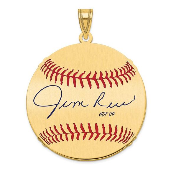 14K Gold Plated Jim Rice Signature LG Enamel Baseball Pendant